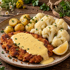 Mühlenschnitzel mit Blumenkohl